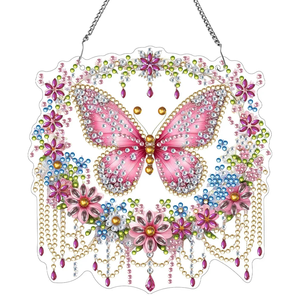 Maliben | Butterfly Pendant | 5d Diy Diamond Painting | Double-Sided Acrylic | Sparkling Window Decoration