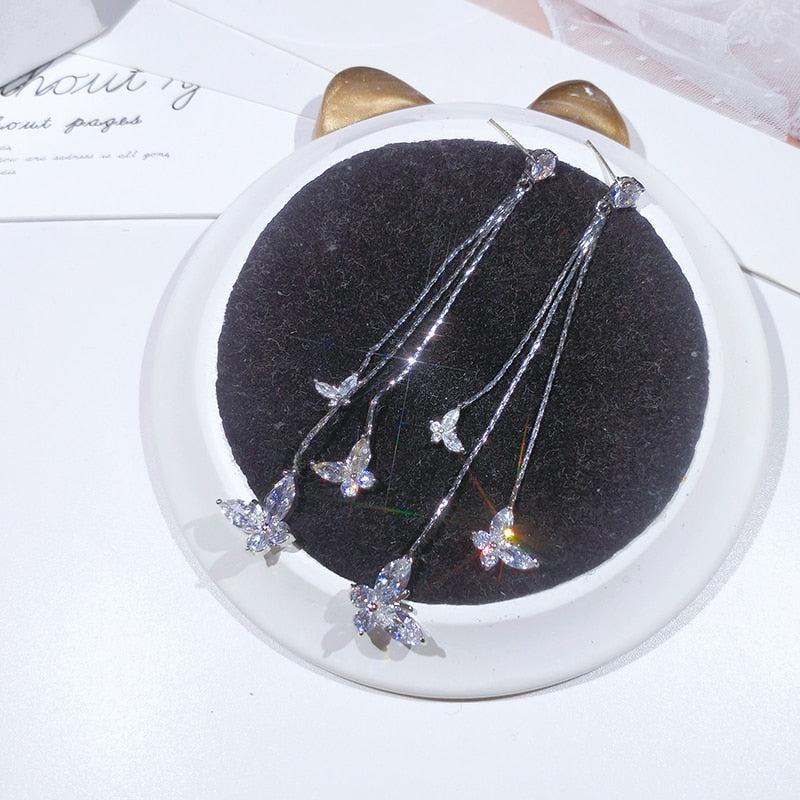 Maliben | Elegant Flower Long Chain Earrings