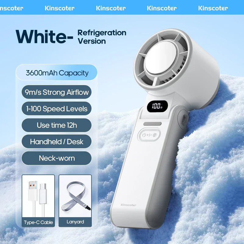 Maliben | Coolitygo Handheld Fan With Ice-Cool Technology | 100 Speed Levels | 3600mah Battery | Foldable & Ultraleight