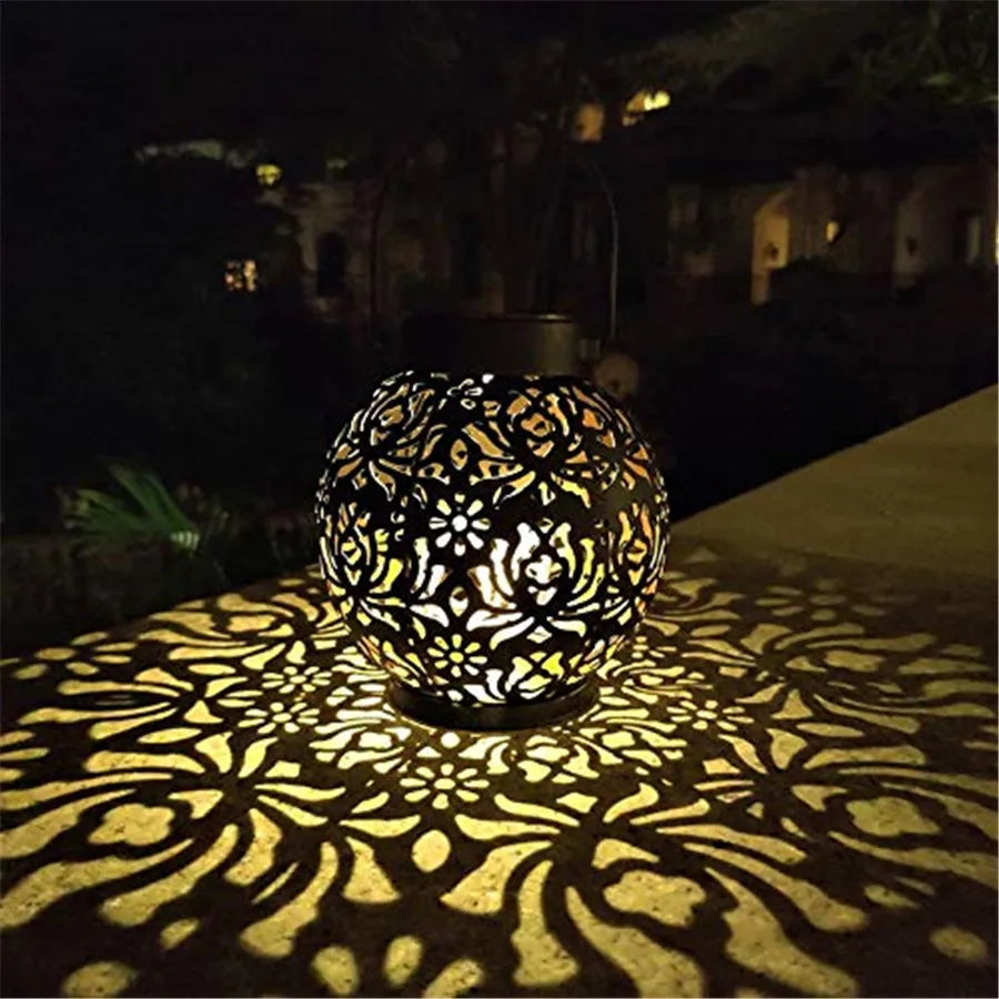 Maliben | Solivanta Light Art Solar Garden Hanging Lantern | Iron Art With Projection Effect | Waterproof | For Tree, Balcony & Terrace