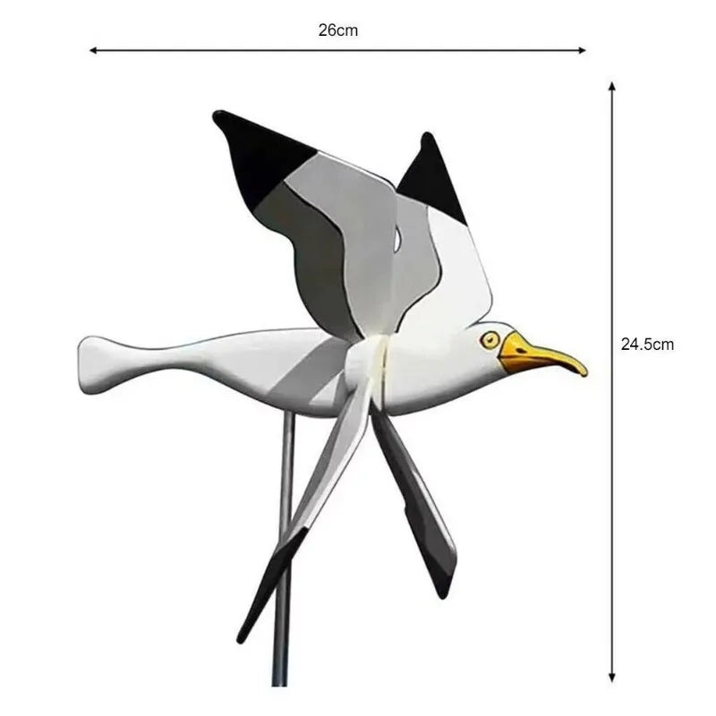 Maliben | Garden Decor Wind Bird Skygull | Creative Wind Spinner With Seagull Motif | Weatherproof & Height Adjustable | 25 Cm Figure