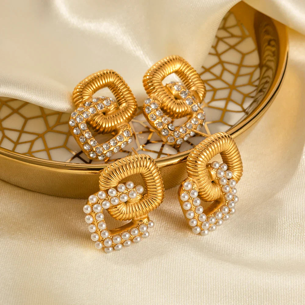 Maliben | 18k Textured Dual Squircle Earrings