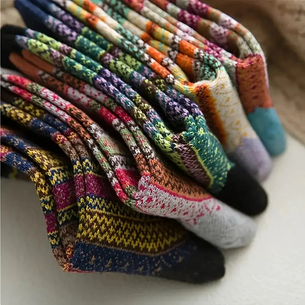 Maliben | Woolina | Women's Wool Socks Set | 5 Pairs | Extra Thick & Warm | Autumn & Winter
