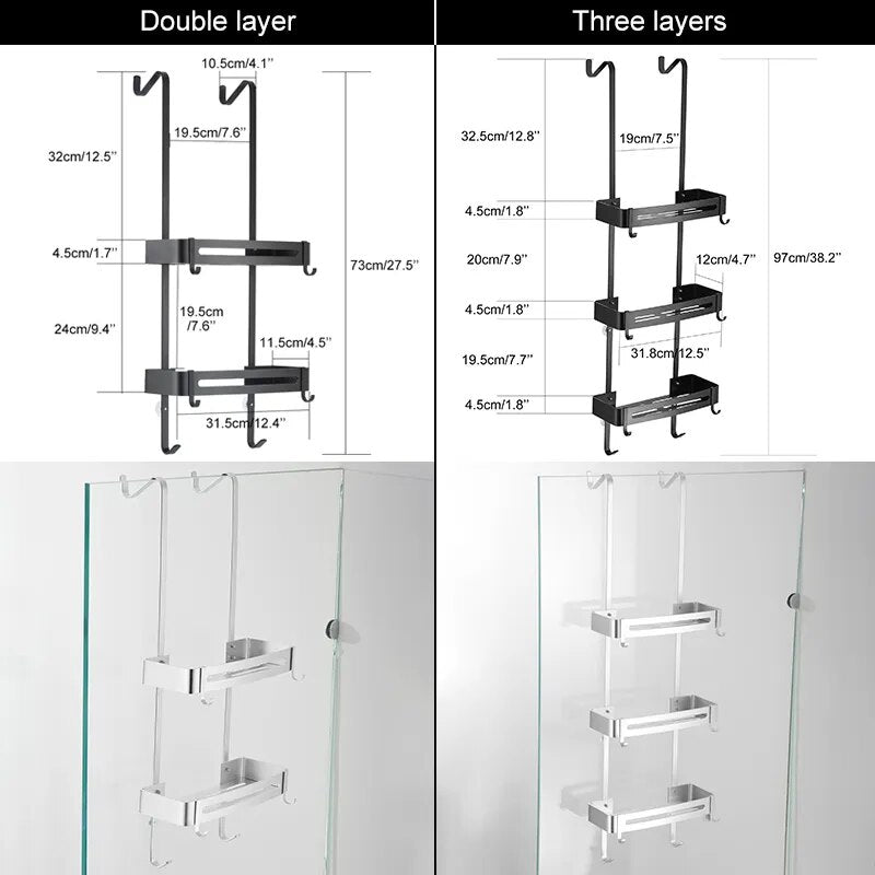 Maliben | Sleek Shower Nail-Free Dual Layer Organizer Rack