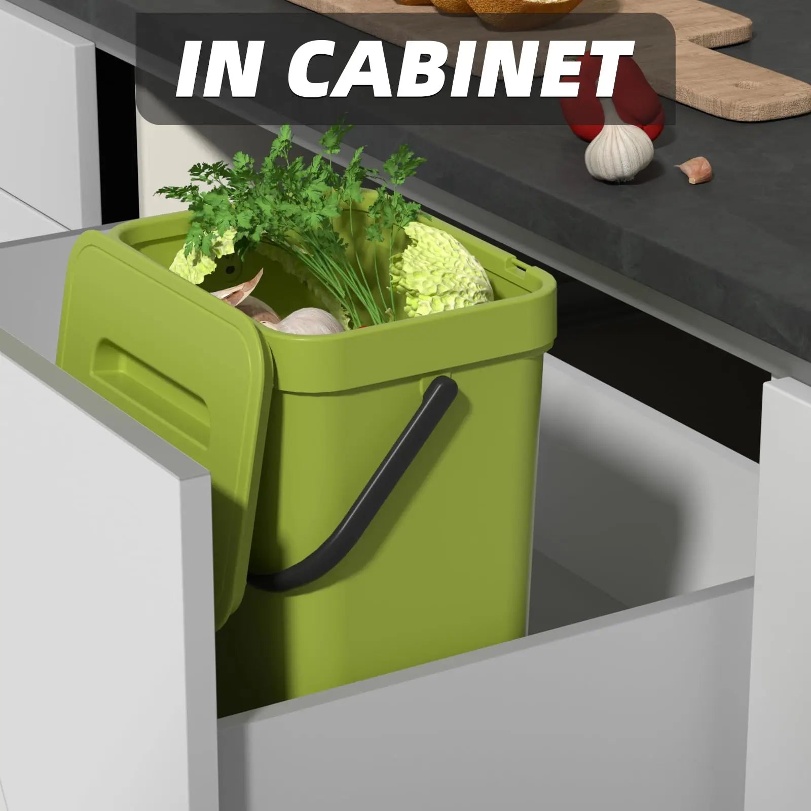 Maliben | Binova Mini Trash Can | With Lid | Hanging & Wall Mounted | Compact & Odor Blocking | For Kitchen, Bathroom & Office