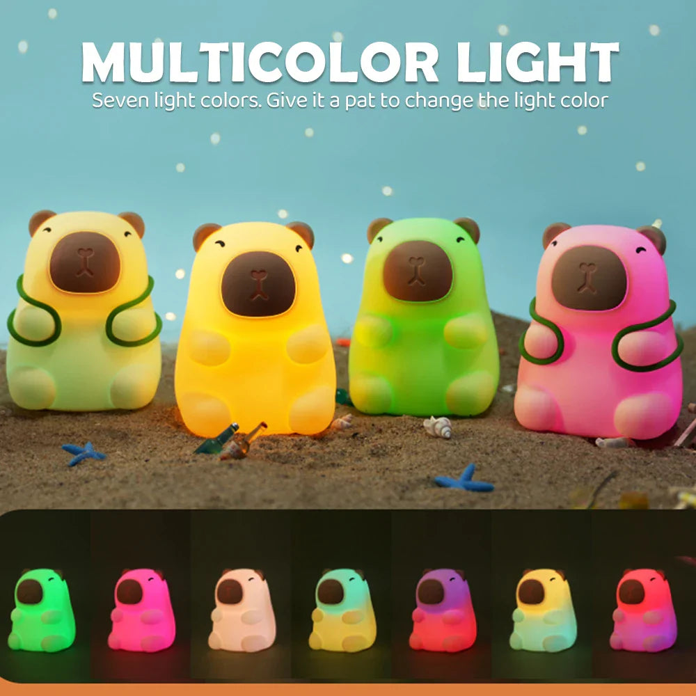 Maliben | Cappyglow Night Light | Silicone | Warm White & Rgb | Dimmable | Rechargeable | 12 X 9 X 11 Cm