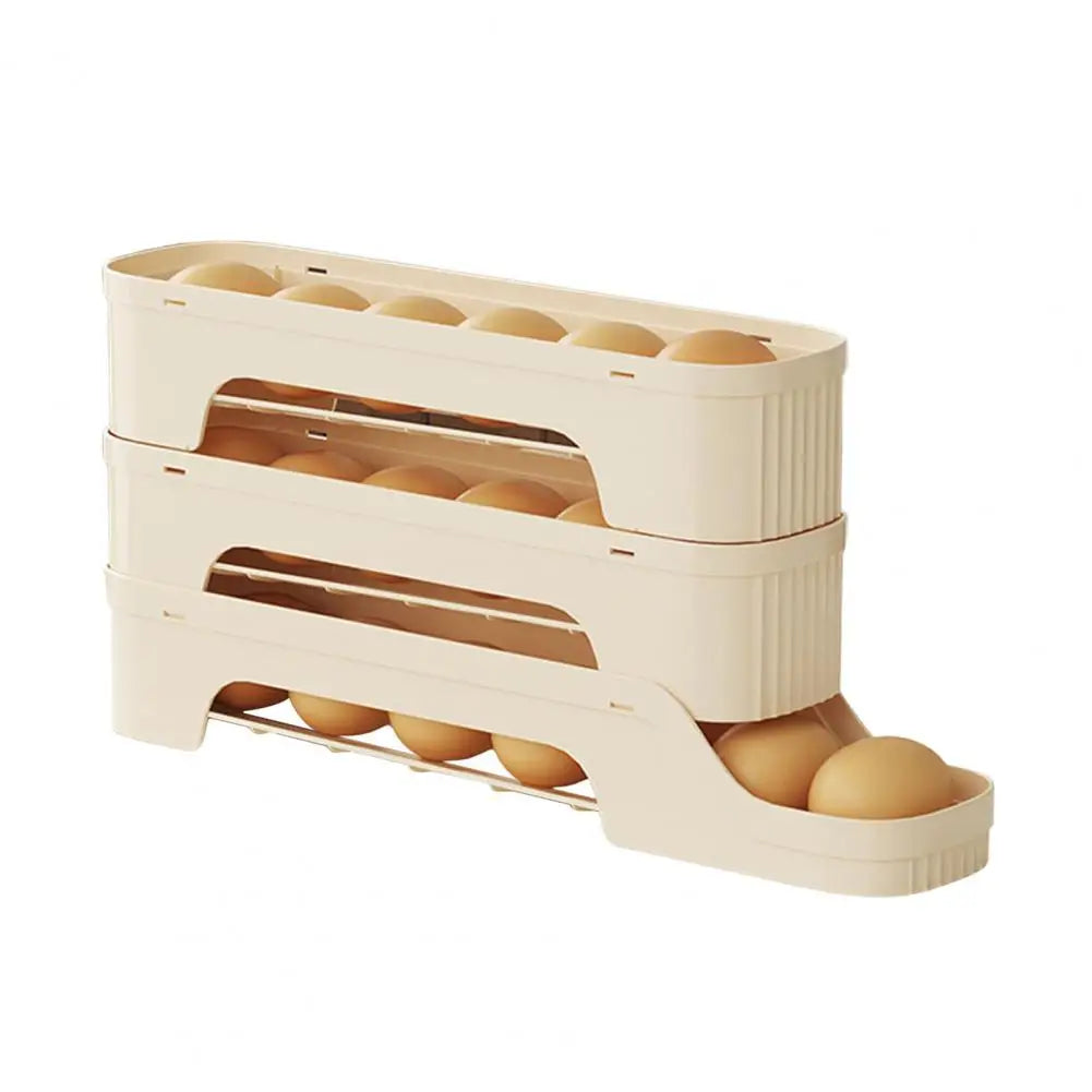Maliben | Egg Box Rollomaxx | 4-Tier Egg Organizer | Space-Saving & Self-Rolling | Transparent Design