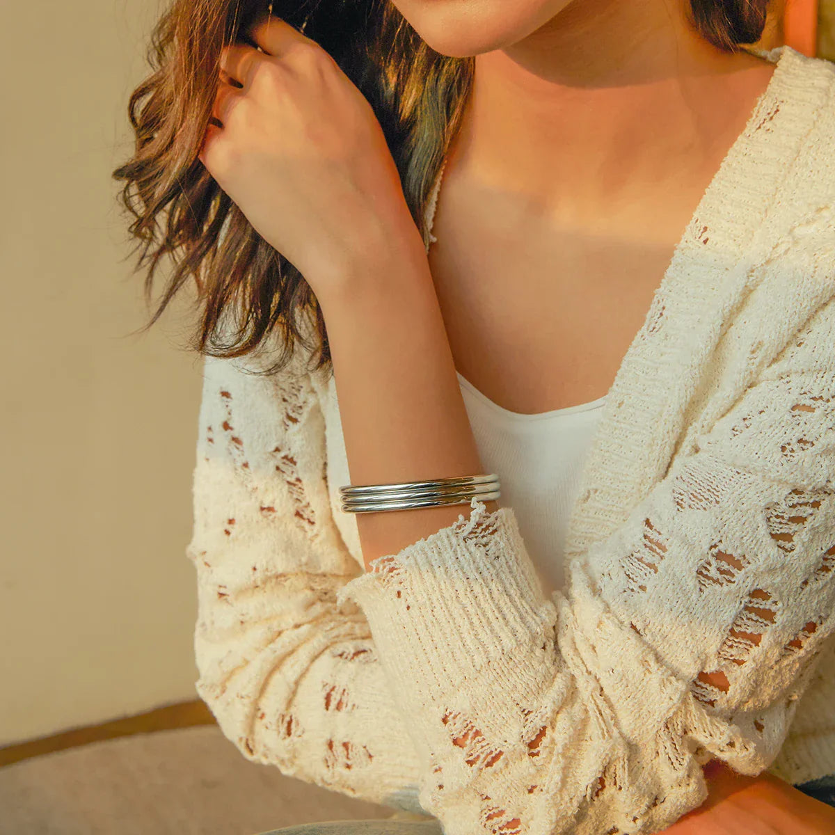 Maliben | 18k Triple Ribbed Bangle Bracelet