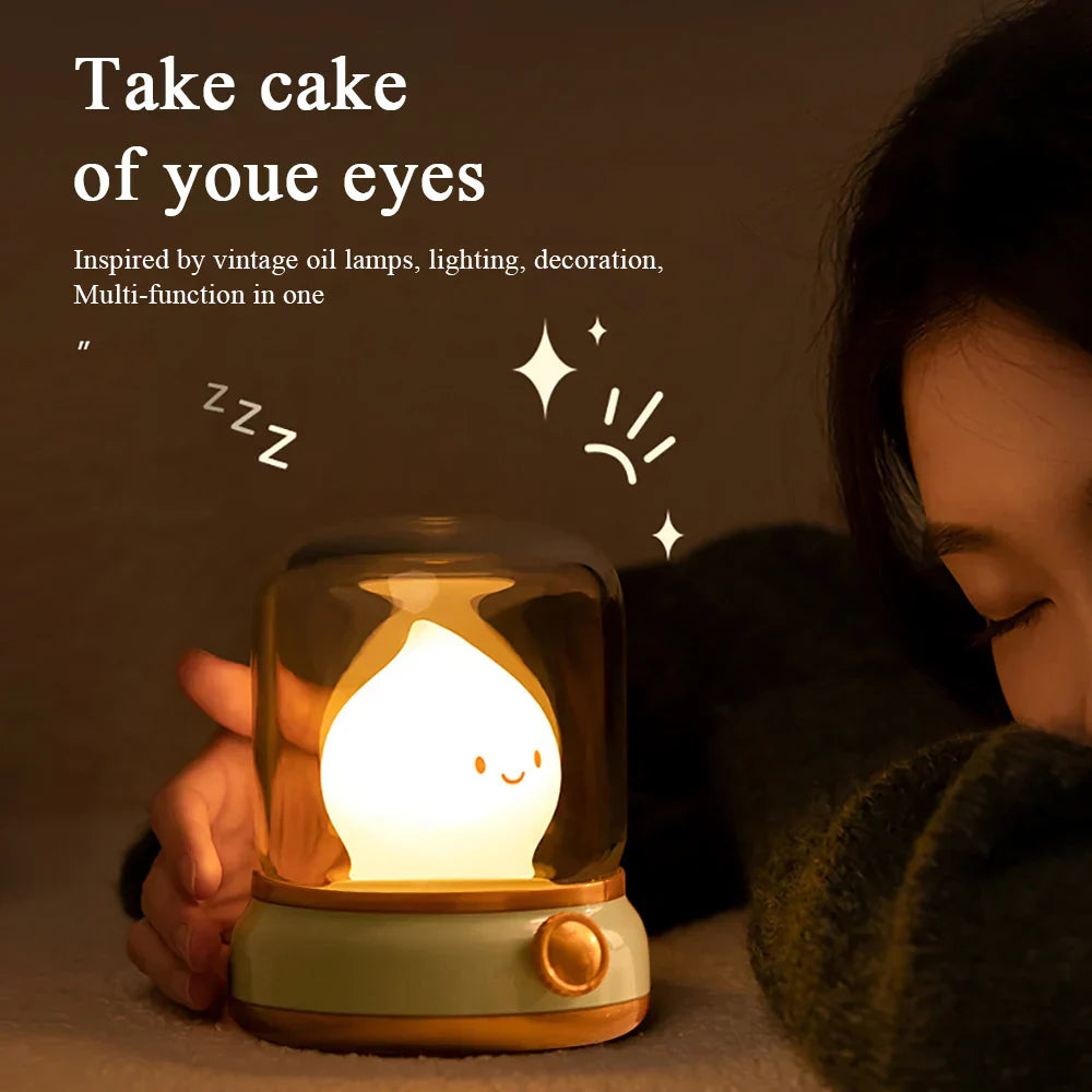 Maliben | Lumiflame Led Night Light | Retro Oil Design | Usb Rechargeable | Warm Mood Light