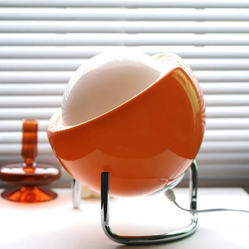 Maliben | Aurivio Table Lamp | Glass & Stainless Steel | Retro-Nordic Design | Led Night Light Beige/Orange | Ø21×H25 Cm