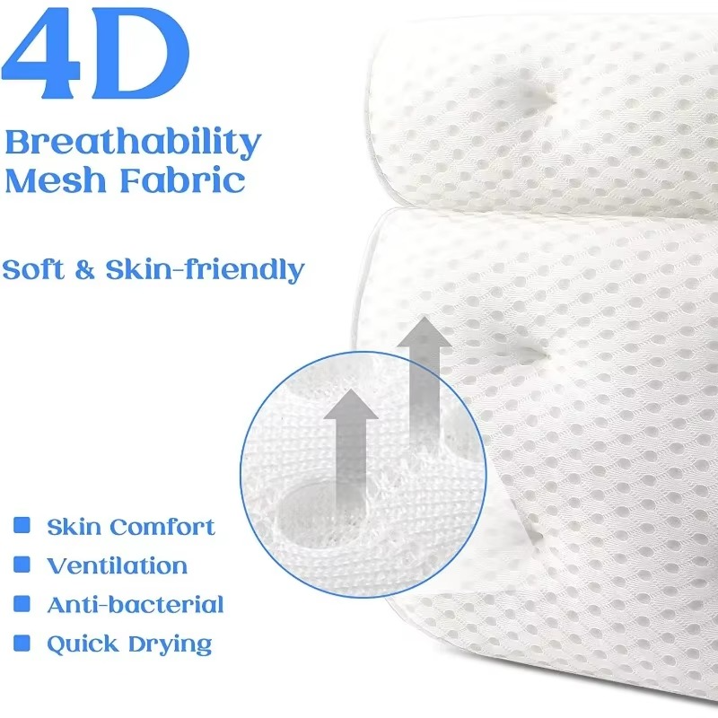 Maliben | Luxury Bath Spa Pillow With Air Mesh Technology For Neck, Head, And Back Support