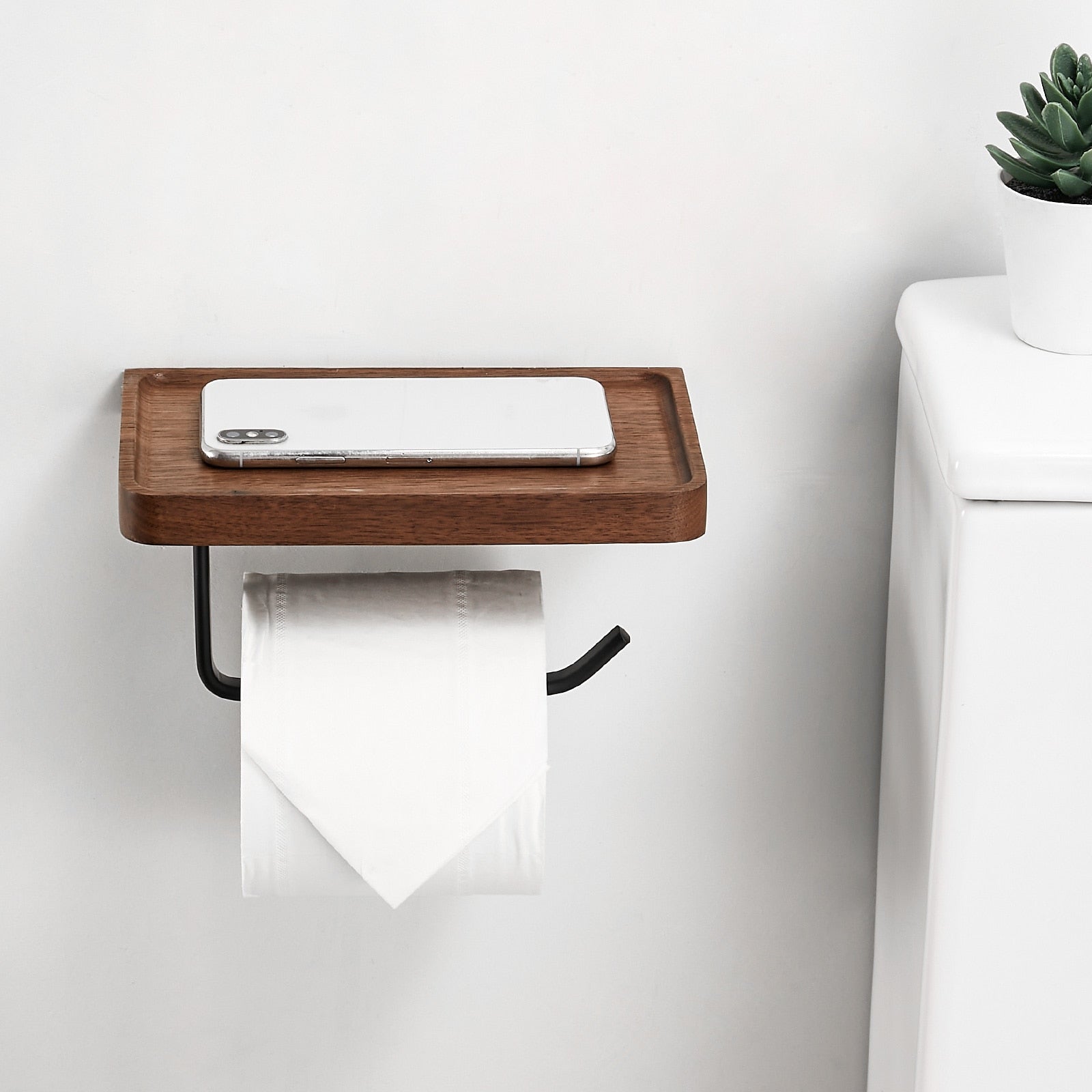 Maliben | Wood storage towel roll toilet paper holder