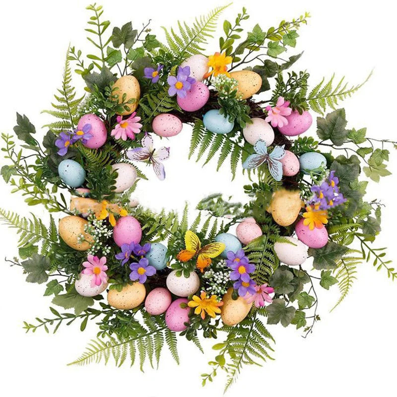 Maliben | 5 Style Bow Ribbon Easter Egg Wreath Easter Egg Garland Door Ornaments Wall Decor Happy Easter 2023 Decor for Home Kids