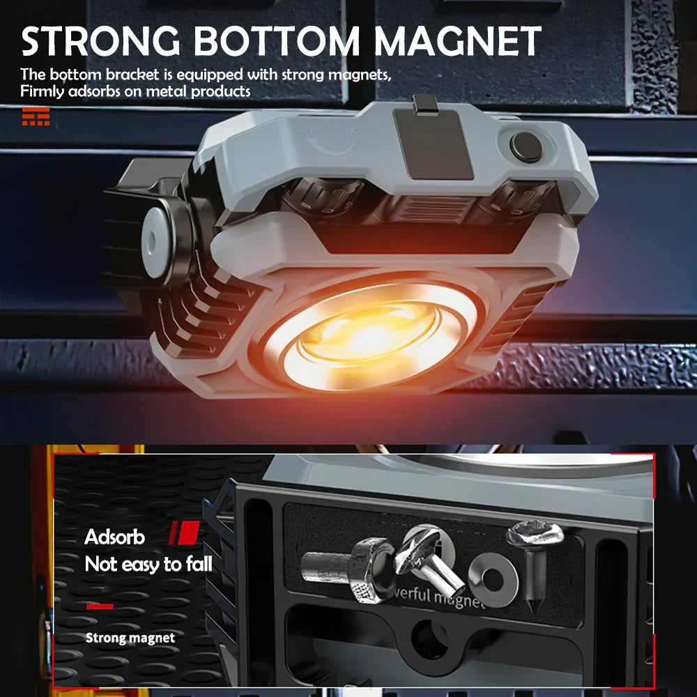Maliben | Work Light Magnobeam Pro | Rechargeable & Dimmable | 1500 Lm Cob + Tg3 Spotlight | Magnetic & Ip66 Waterproof