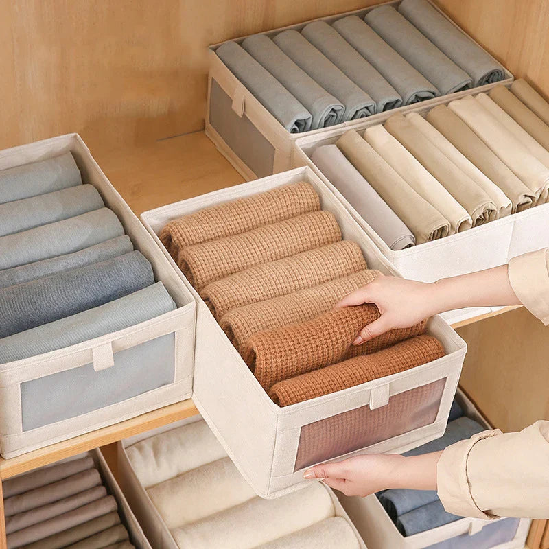 Maliben | Dress Storage Box With ViewIng Window | Foldable & Breathable | Vistalino Linen Box in M/L/Xl