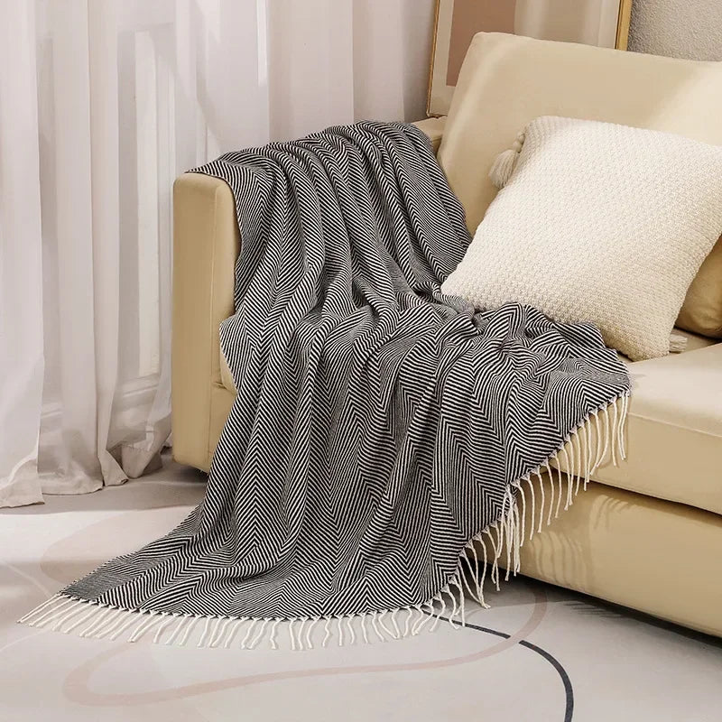 Maliben | Nordic Stripe Throw Sofa Blanket