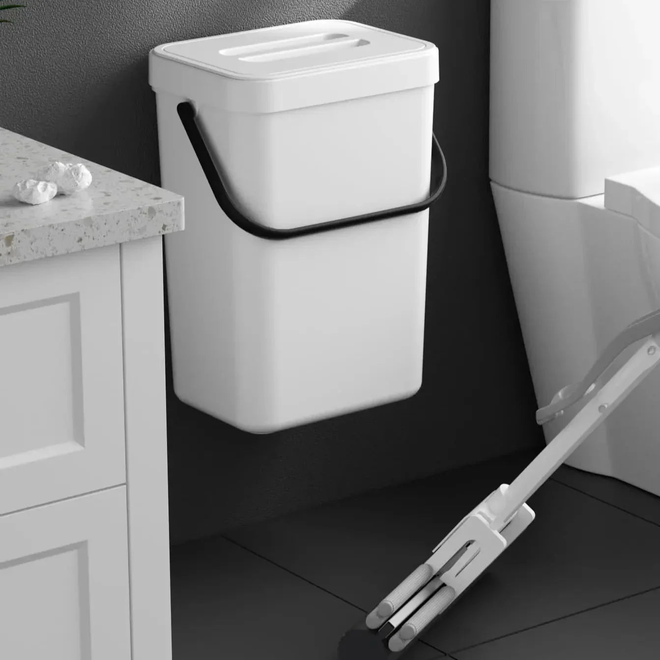 Maliben | Binova Mini Trash Can | With Lid | Hanging & Wall Mounted | Compact & Odor Blocking | For Kitchen, Bathroom & Office