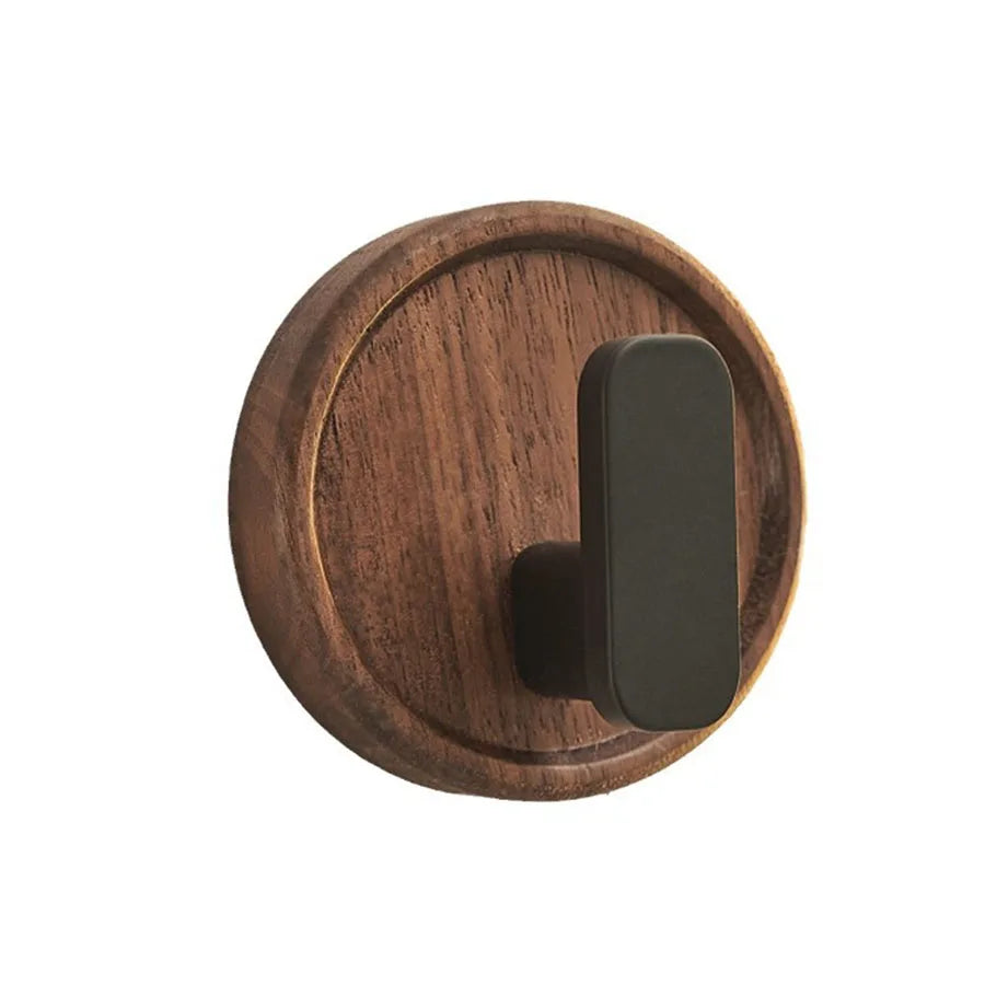 Maliben | Self-Adhesive Wooden Wall Hooks Nordiva Woodcircle | Walnut Wood | Decorative Hook For Keys, Towels & Clothing | Bathroom, Kitchen & Hallway