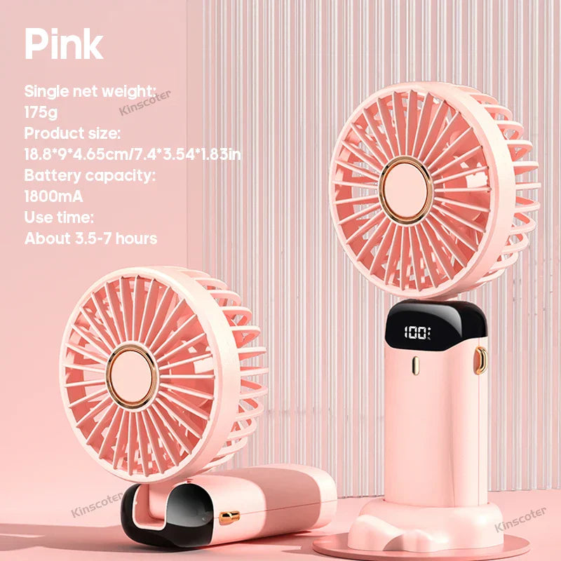 Maliben | Aerioniq 3-In-1 Mini-Fan | Led Display | 5 Levels | Battery With Power Bank Function | Portable & Standable