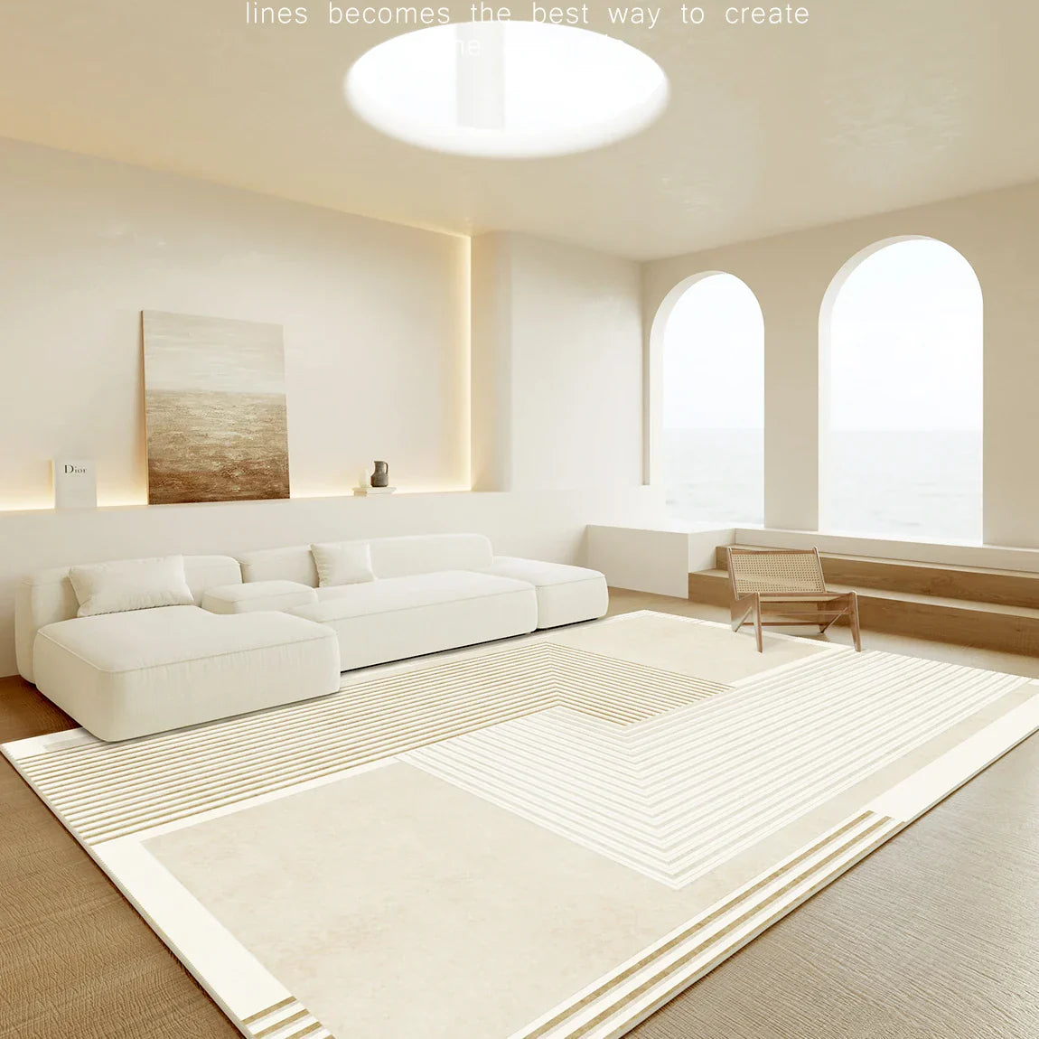 Maliben | Japanese Minimalist Plush Area Rug Non-Slip Soft Rug Bedroom Living Room Large Surface