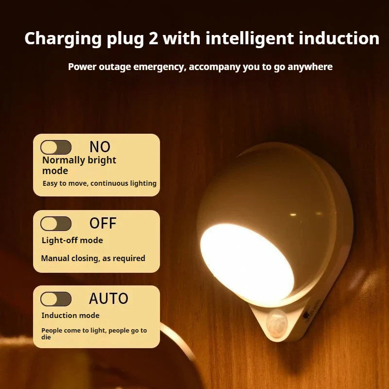 Maliben | Intelligent Led Night Light Glowmate 360 | 360° Rotatable | Motion Sensor | Usb Rechargeable