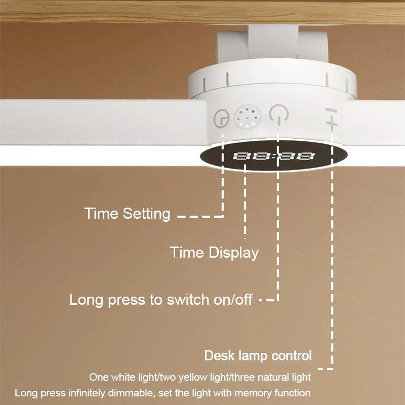 Maliben | Led Desk Lamp Clariomag | With Clock & Alarm | Magnetic & Usb Rechargeable | Steplessly Dimmable | 35 Cm