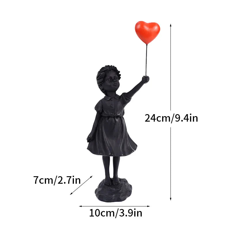 Maliben | Artify Banksy Sculpture Collection | Flower Thrower & Balloon Girl | Pop Art Figures | Modern Office & Home Decoration