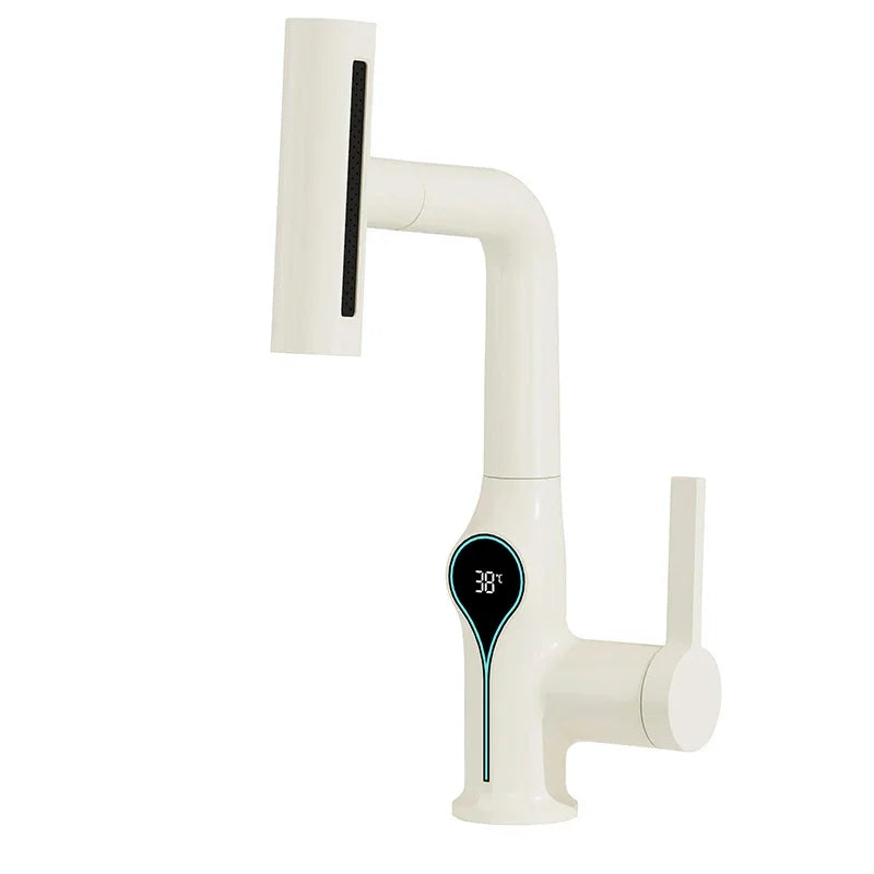 Maliben | Washbasin Faucet With Waterfall Jet Digital Temperature Display And Adjustable Spray Head