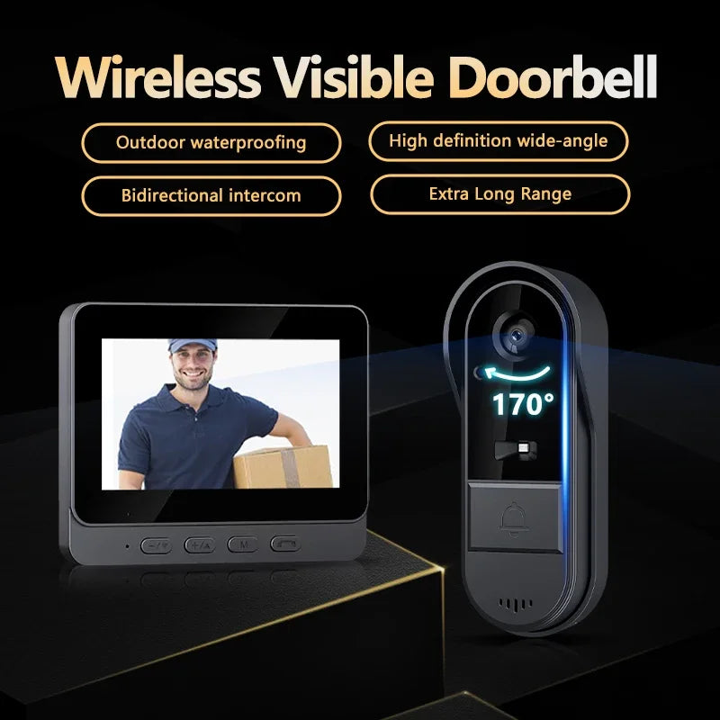 Maliben | Wireless Video Doorbell With Intercom & Night Hd Vision – 4.3” Ips Display, Waterproof