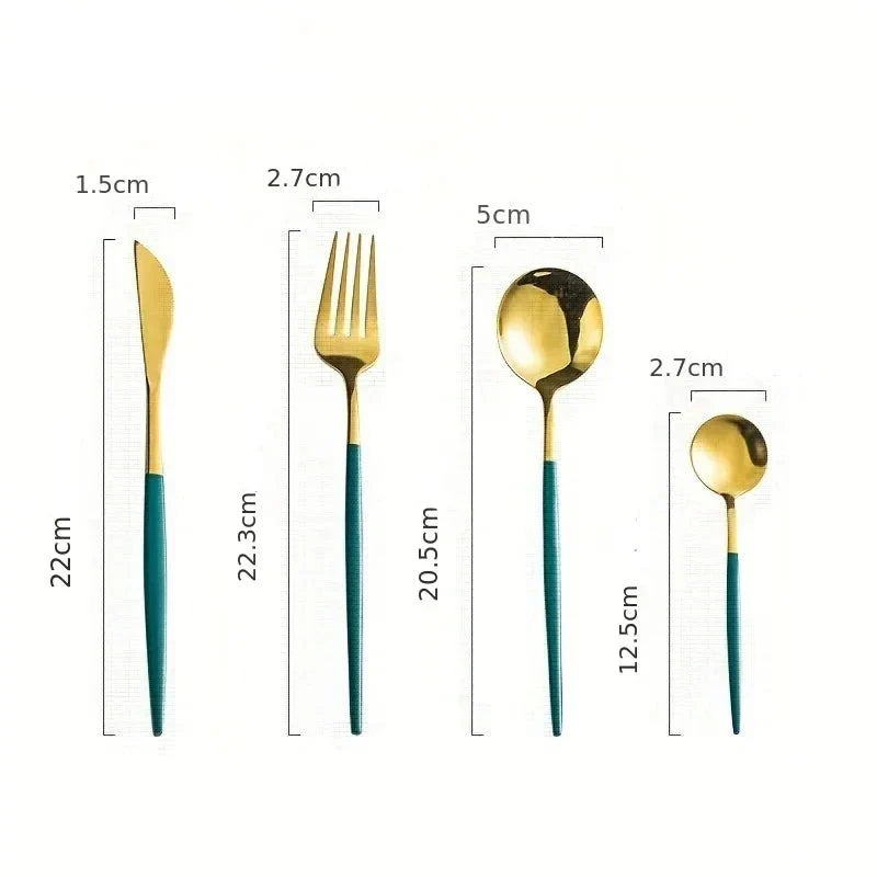 Maliben | Golden Cutlery Set Luxury – 24-Piece For Stylish Dining Experience