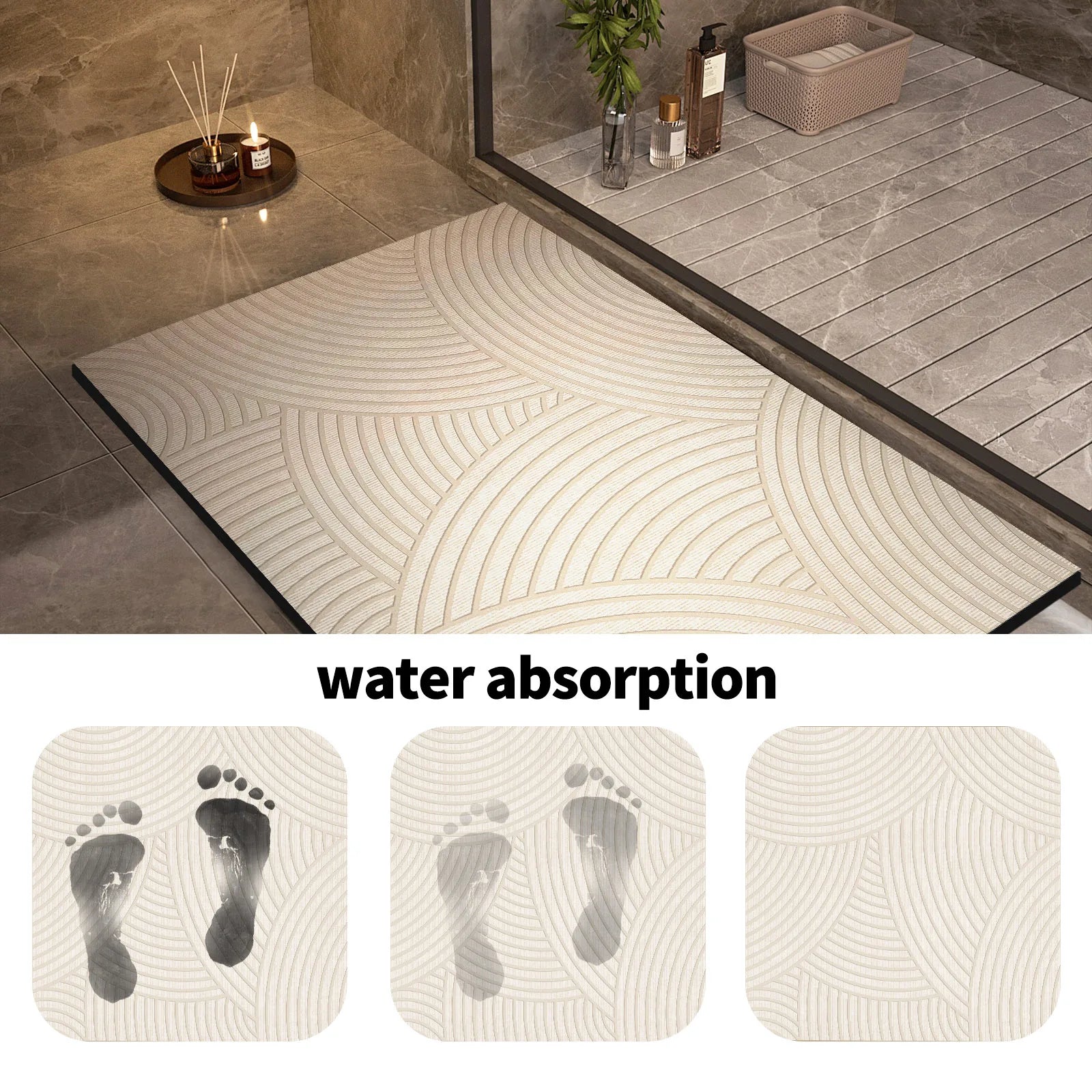 Maliben | Superabsorbent Non-Slip Bath Mat Quick-Drying Shower Rug