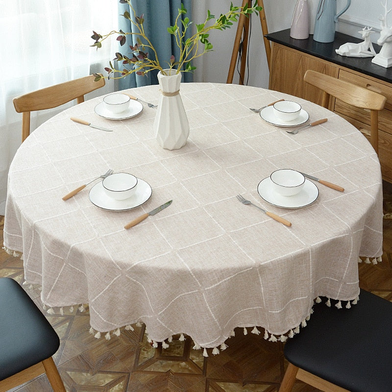 Maliben | Aesthetic Round Linen Tablecloth