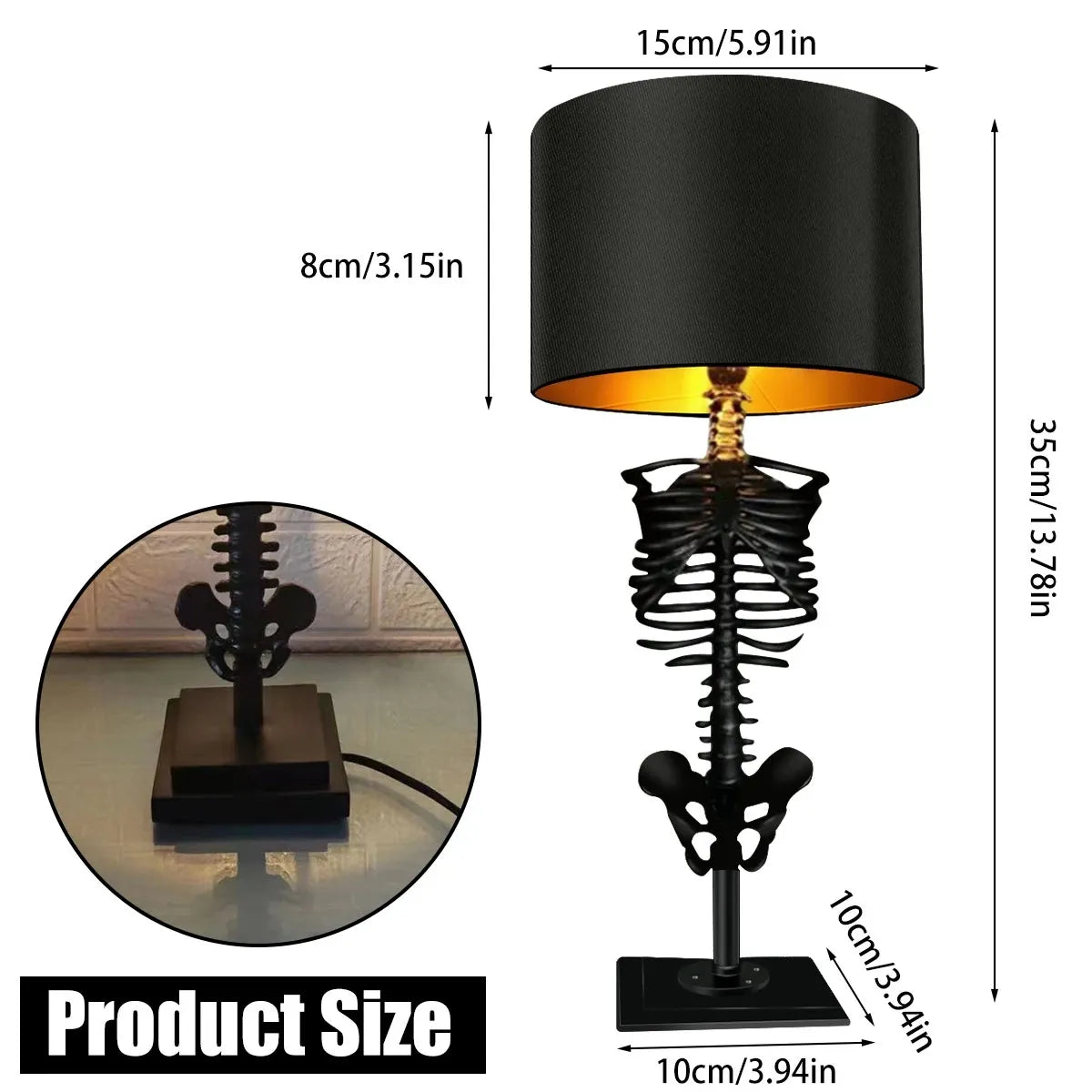 Maliben | Handcrafted Gothic Skeleton Table Lamp