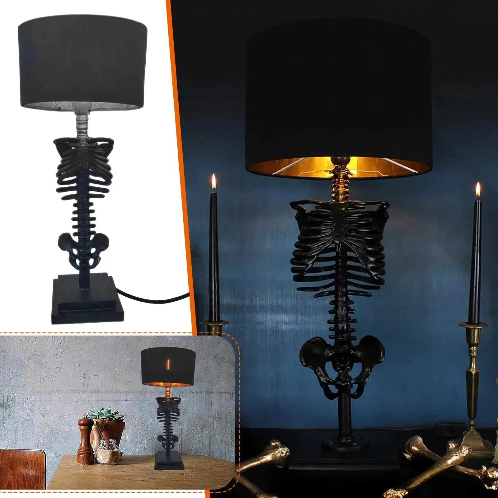 Maliben | Handcrafted Gothic Skeleton Table Lamp