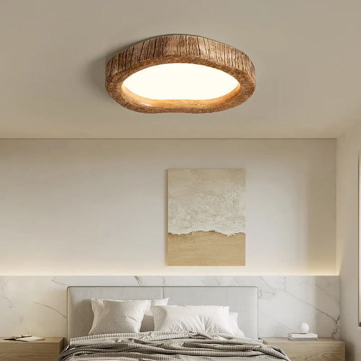 Maliben | Rustic Led Ceiling Lamp With Wood Look - Auralog