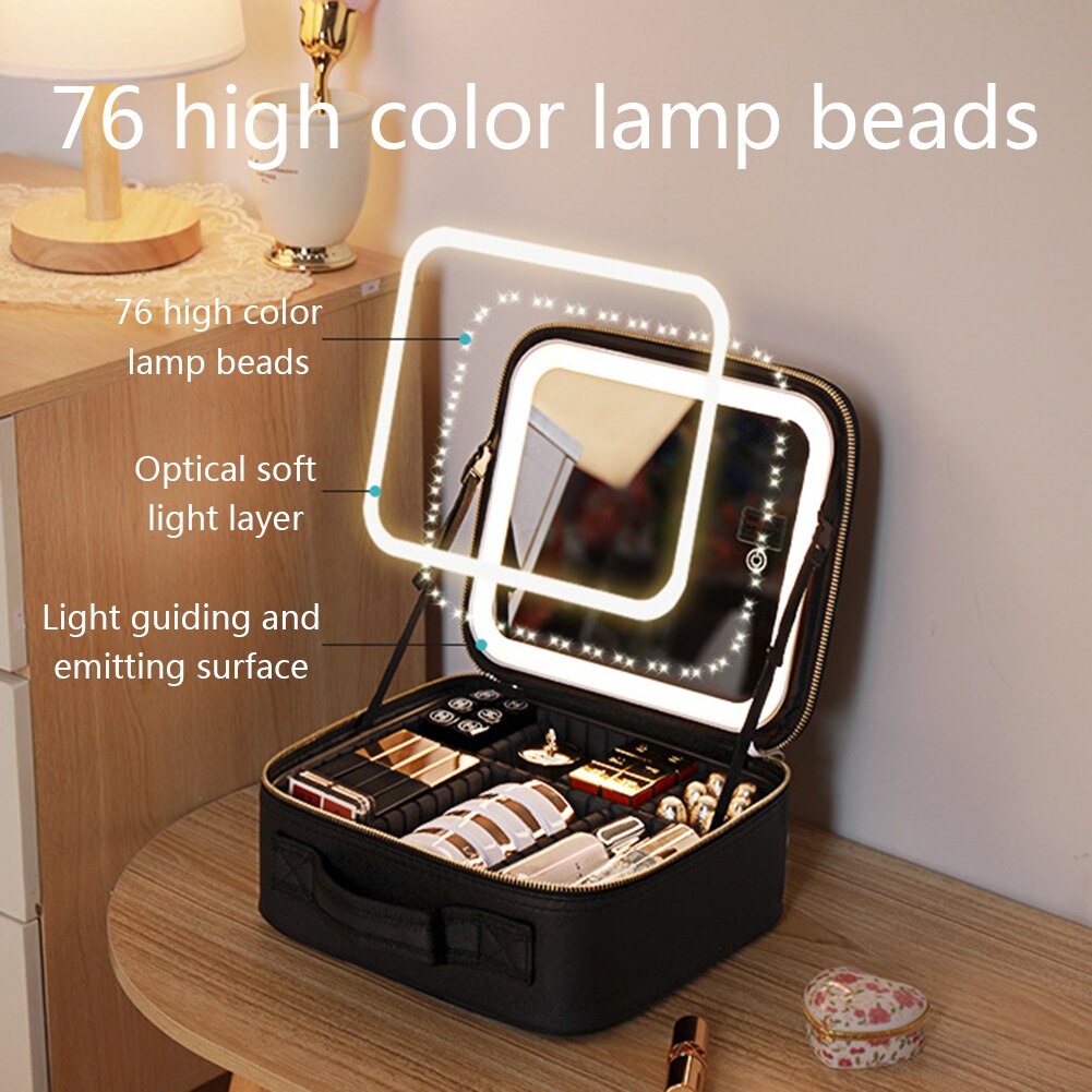 Maliben | Portable Travel Makeup Case With Led Mirror & Adjustable Light