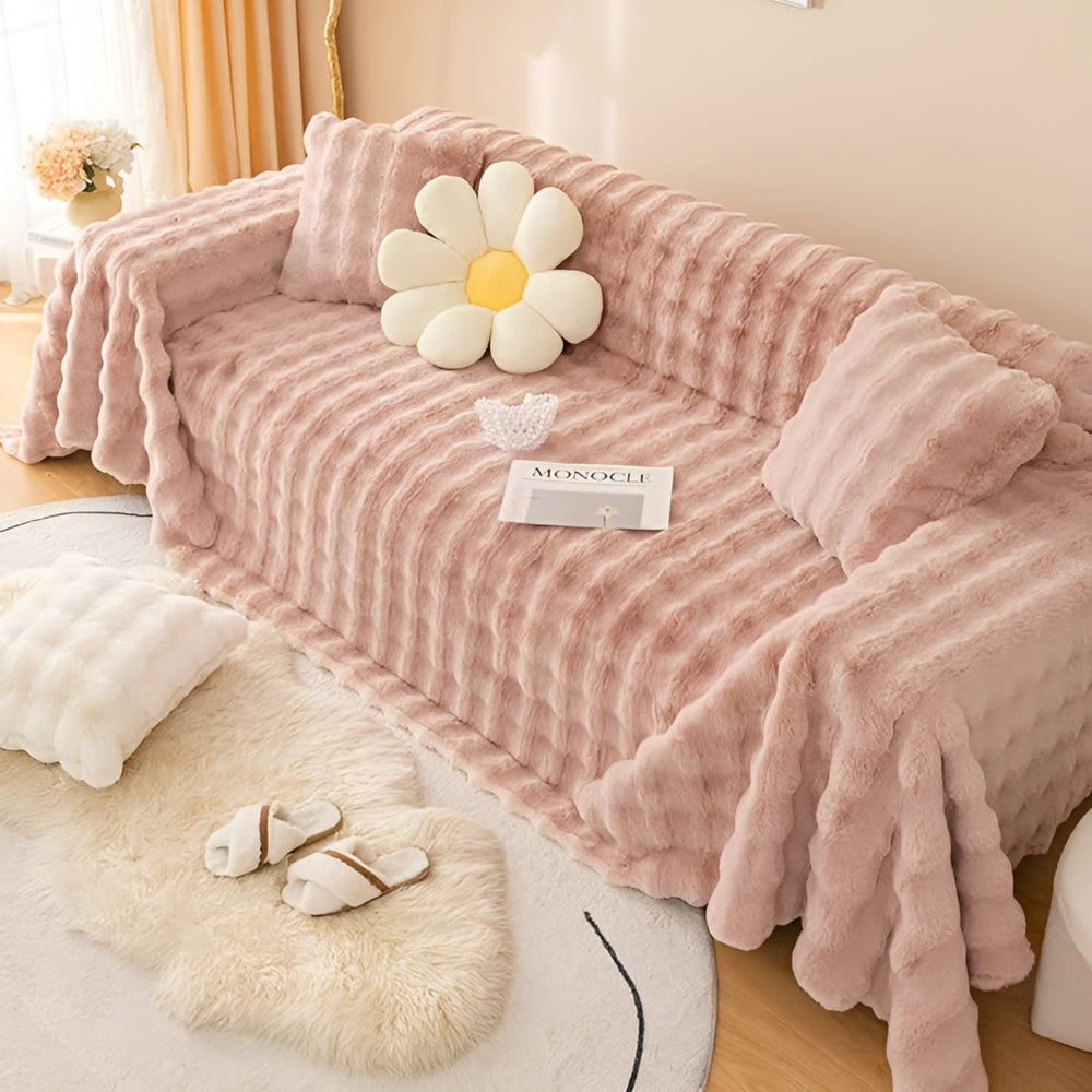 Maliben | Rabbit Faux Fur Blanket Soft Sofa Cover