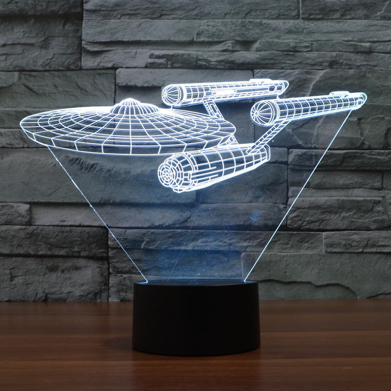 Maliben | 3d Star Trek Illusion Lamp | Floating Enterprise | Multicolored Led Light | 20 Cm High