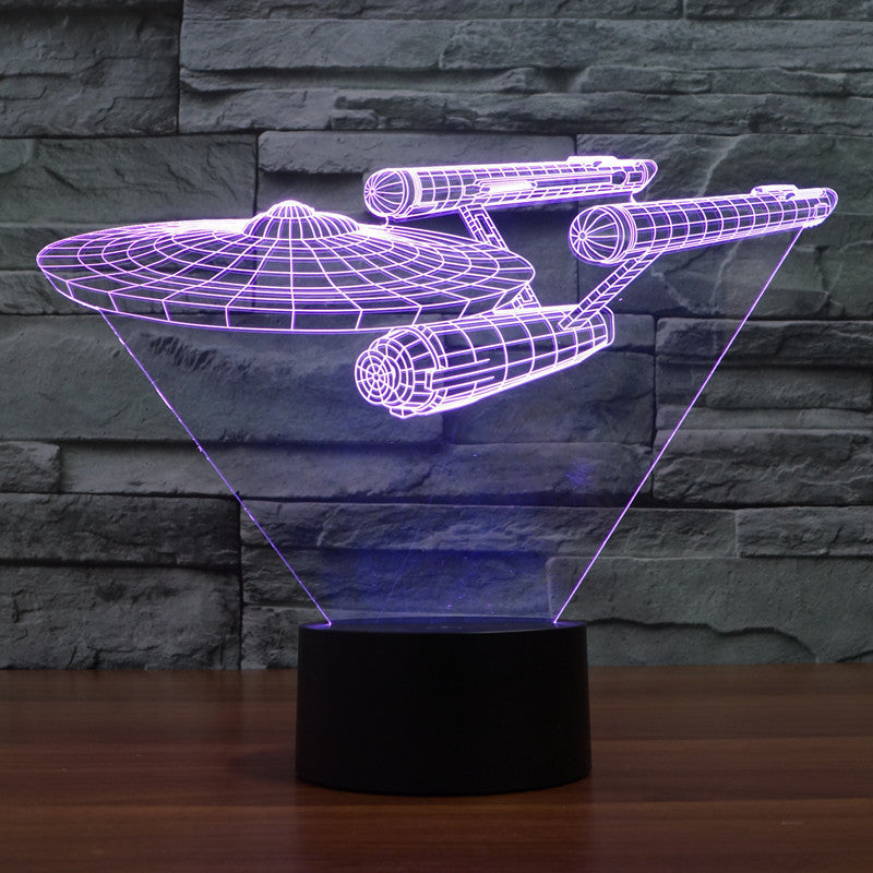 Maliben | 3d Star Trek Illusion Lamp | Floating Enterprise | Multicolored Led Light | 20 Cm High