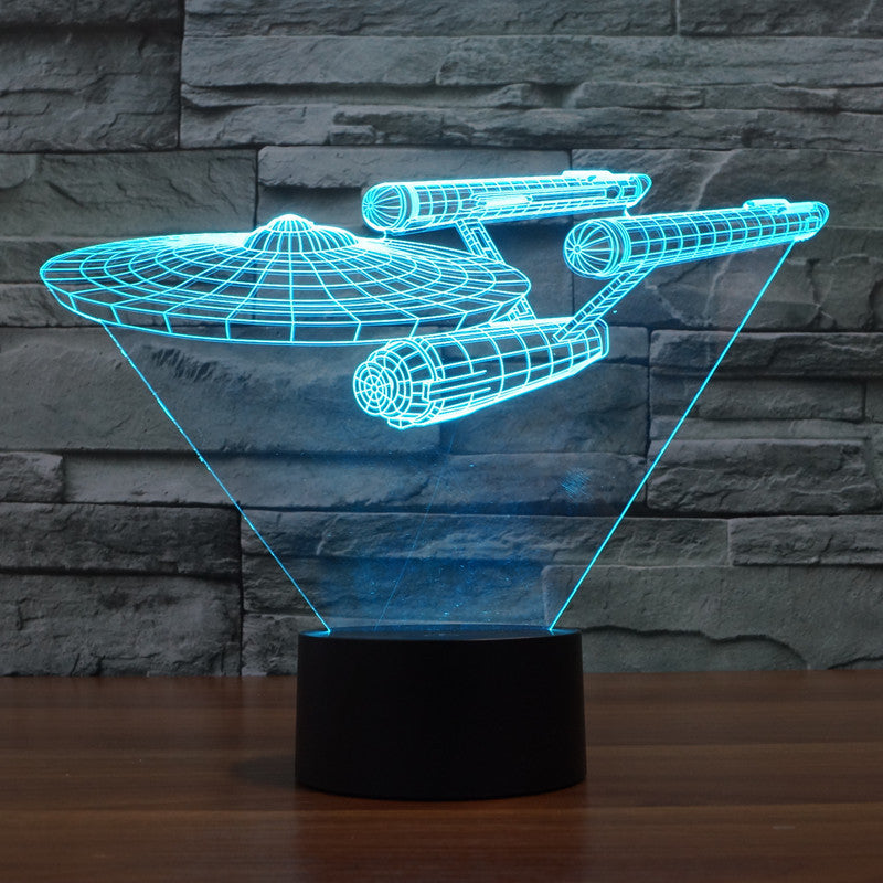Maliben | 3d Star Trek Illusion Lamp | Floating Enterprise | Multicolored Led Light | 20 Cm High