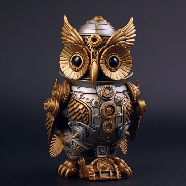 Maliben | Steampunk Owl Resin Artwork Decoration Home Indoor And Outdoor Garden Door Decoration Halloween Decoration Accessories