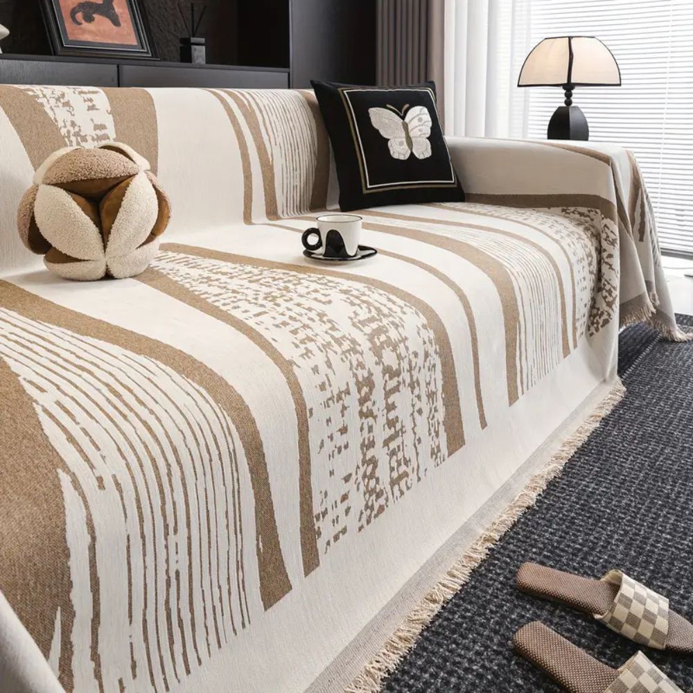 Maliben | Stone Bohemian Fringe Sofa Cover