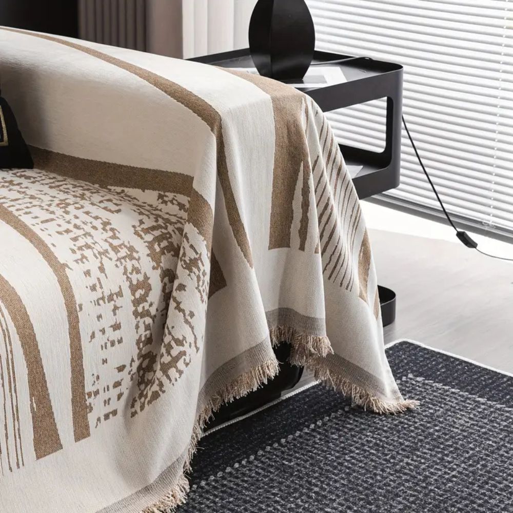 Maliben | Stone Bohemian Fringe Sofa Cover