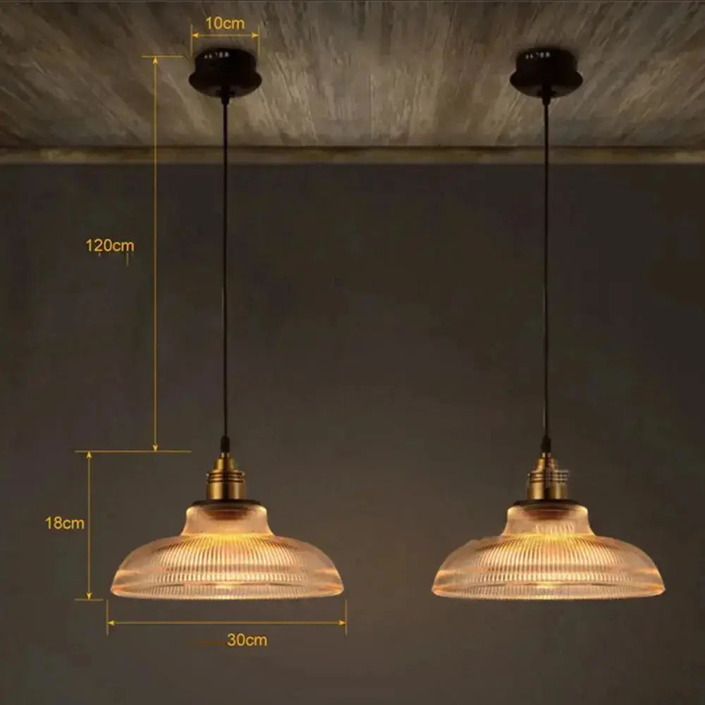 Maliben | Retro Luxe Glass Pendant Lamp - Vintage Stripe Design For Coziness And Atmosphere