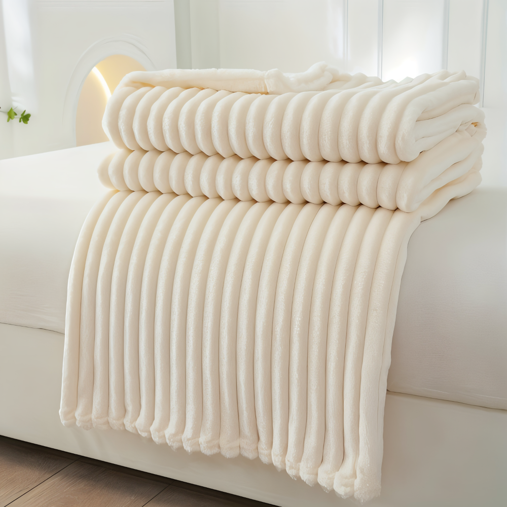 Maliben | Cosyloom Plaid | Soft Ribbed Fleece Blanket | Breathable & Fluffy | For All Seasons