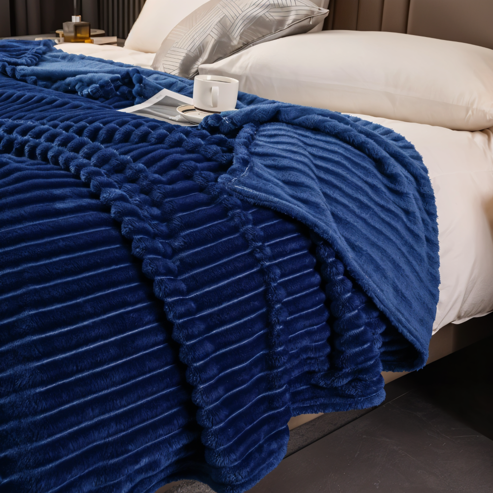 Maliben | Cosyloom Plaid | Soft Ribbed Fleece Blanket | Breathable & Fluffy | For All Seasons