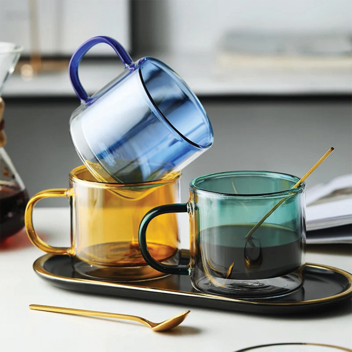 Maliben | DoublyMug | Tinted glass mug for hot beverages