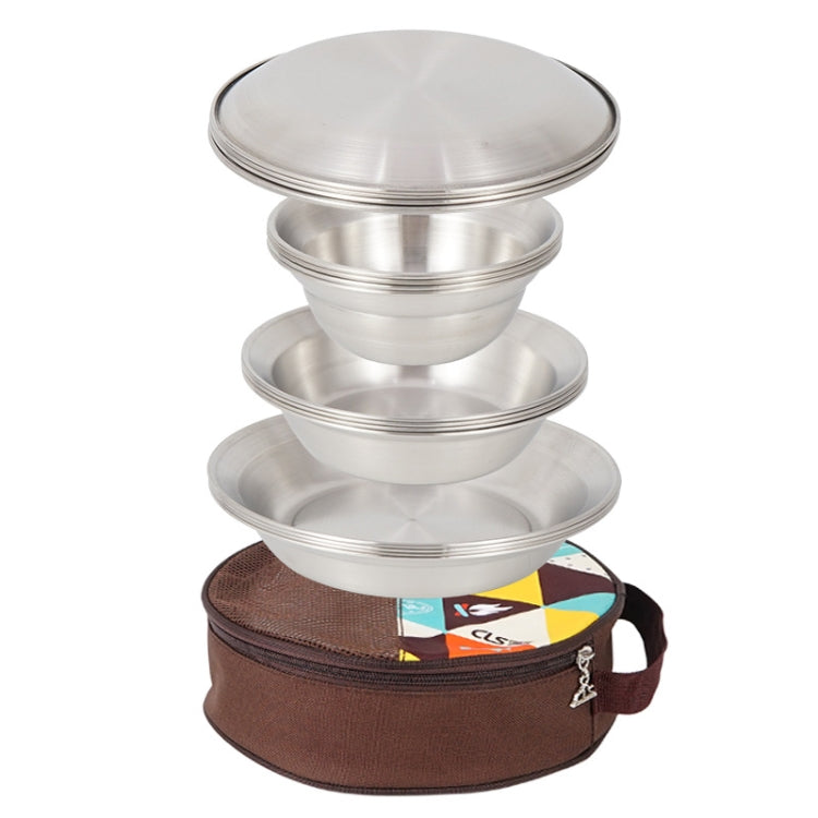 Maliben 16 Pcs / Set Cls Outdoor Stainless Steel Tableware Portable Camping Dinner...