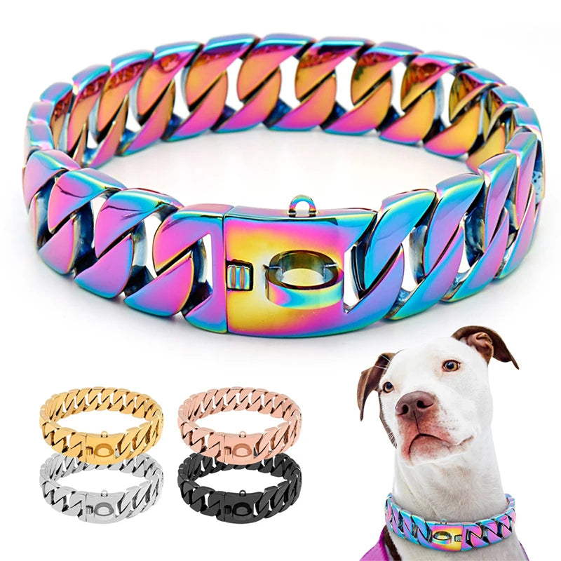Maliben Strength Neck Metal Dog Collar – Sturdy Stainless Steel Collar for Large Dogs