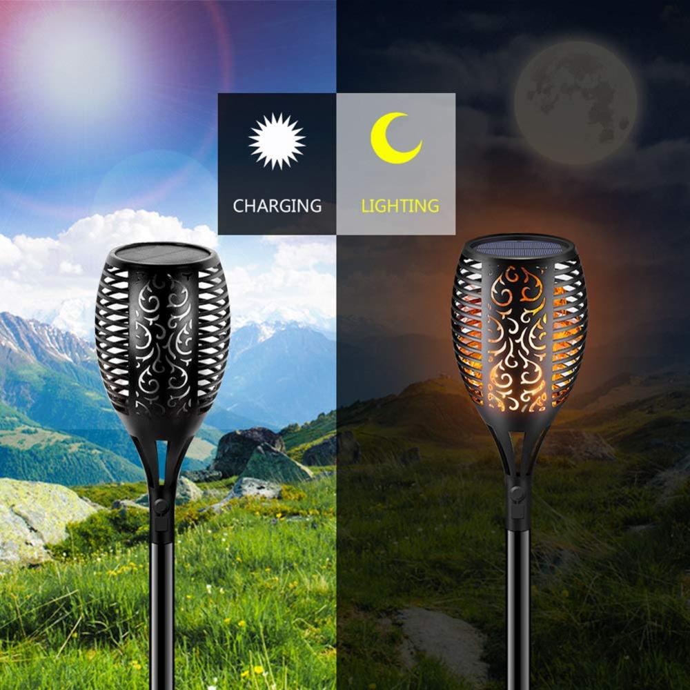 Maliben | Led Solar Garden Torches Deluxe 96 Led (4 Pieces)